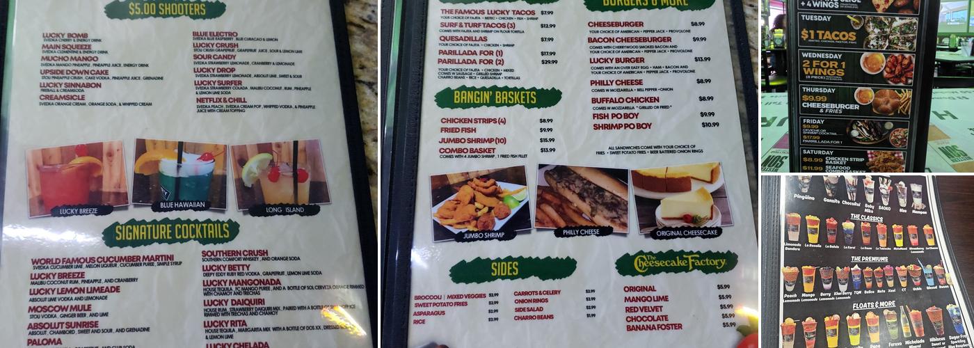 The Lucky Barrel Menu