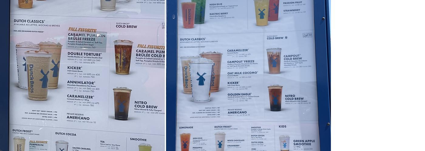 Dutch Bros Coffee Menu