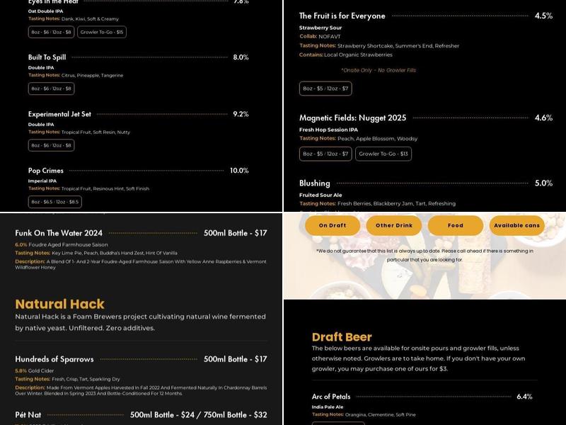 Foam Brewers - The Annex Menu