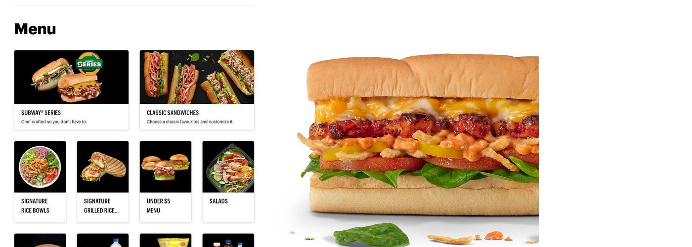 Subway Menu