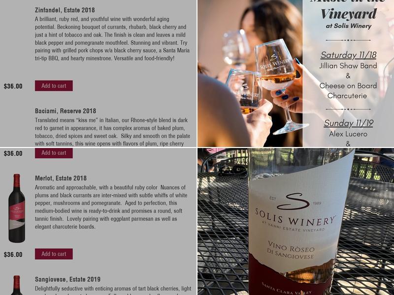 Solis Winery Menu
