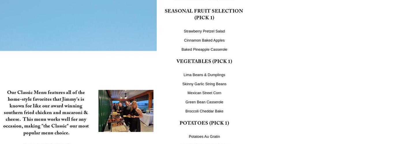 Jimmy's Grille Catering Menu
