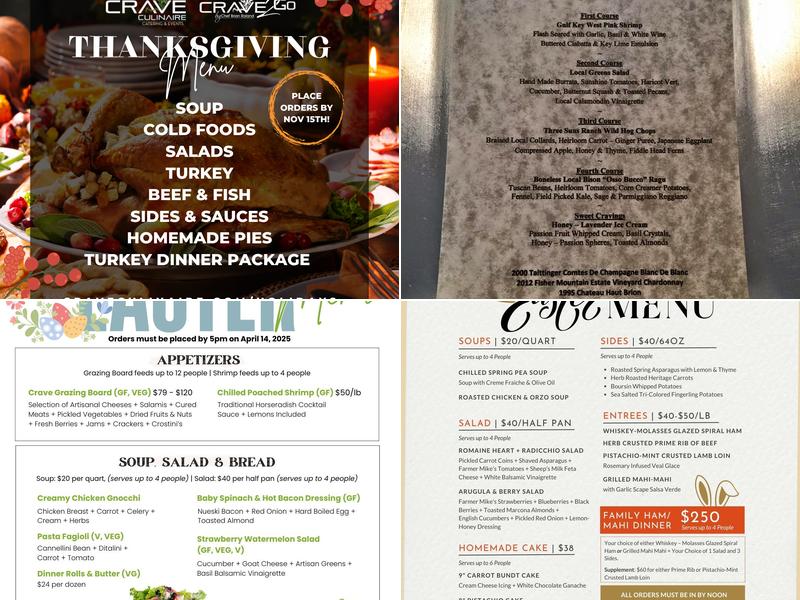 Crave Culinaire by Chef Brian Roland Menu