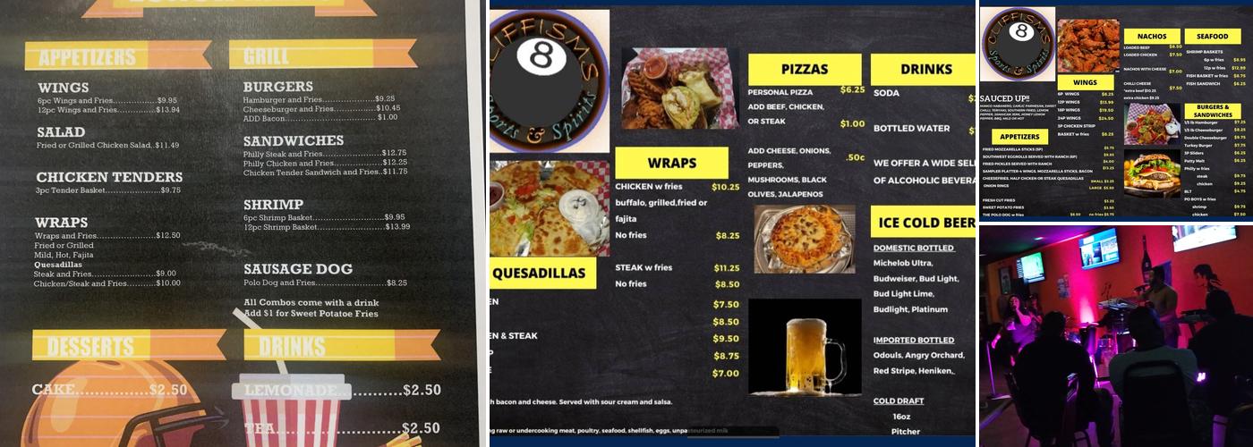 Cliffisms Sports & Spirits Menu
