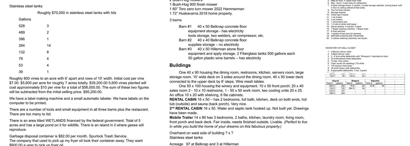 Cache River Basin Vineyard & Winery Menu