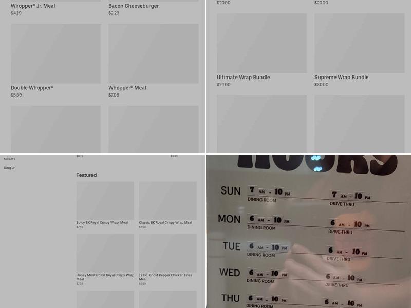 Burger King Menu