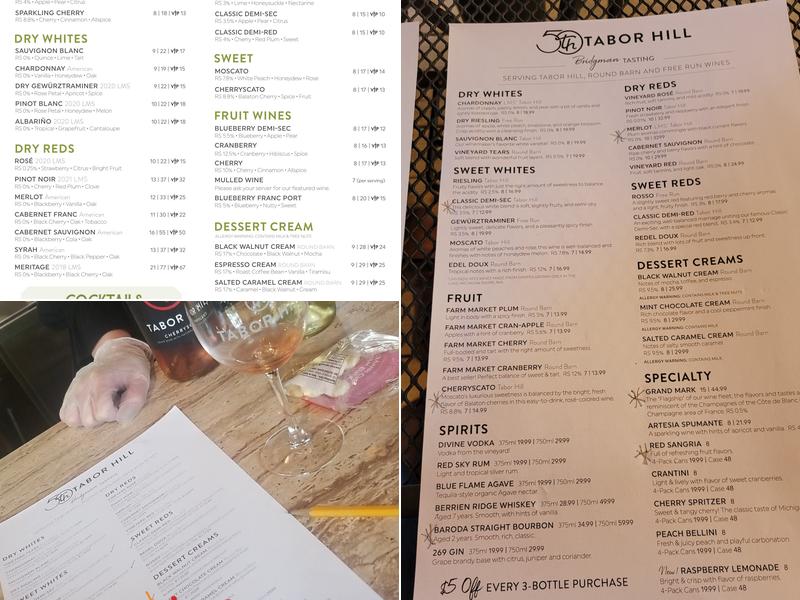 Tabor Hill Tasting Room Menu