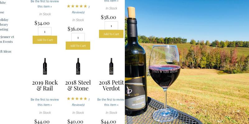 Jones von Drehle Vineyards Menu