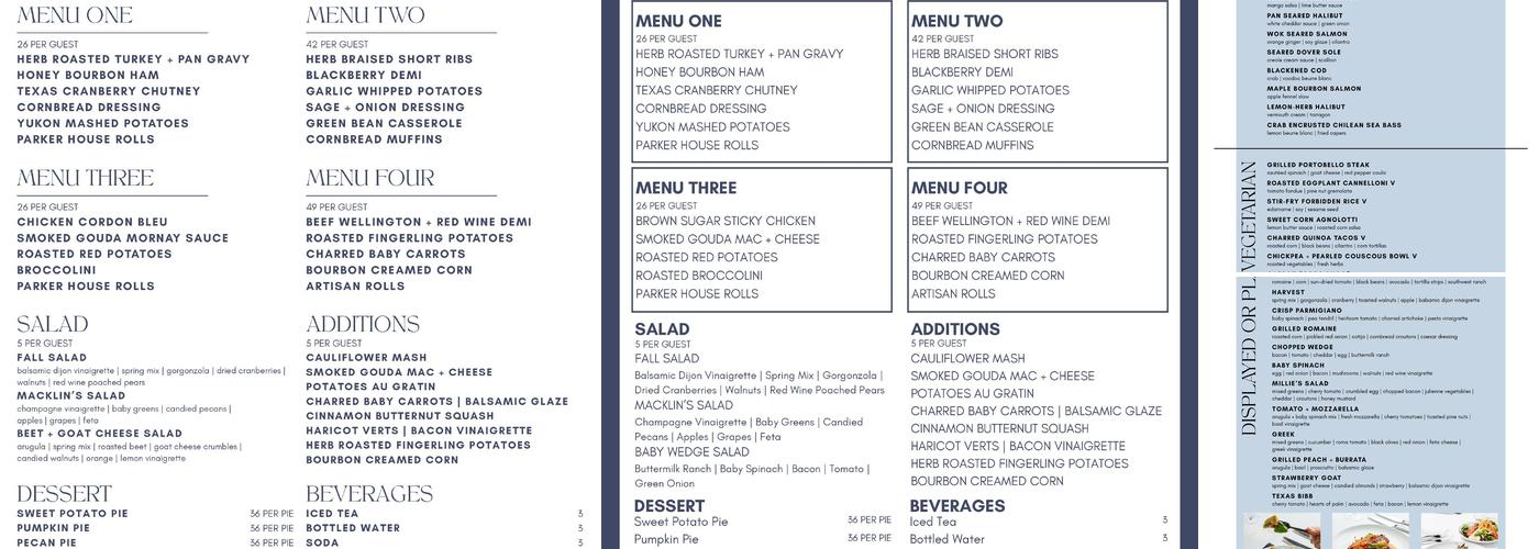 Macklin’s Catering Co. Menu