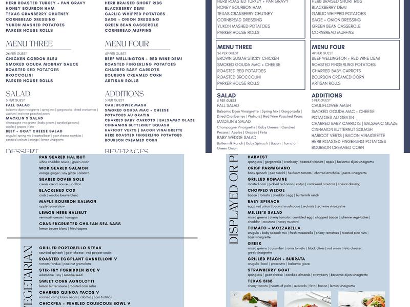 Macklin’s Catering Co. Menu