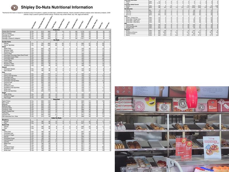 Shipley Do-Nuts Menu
