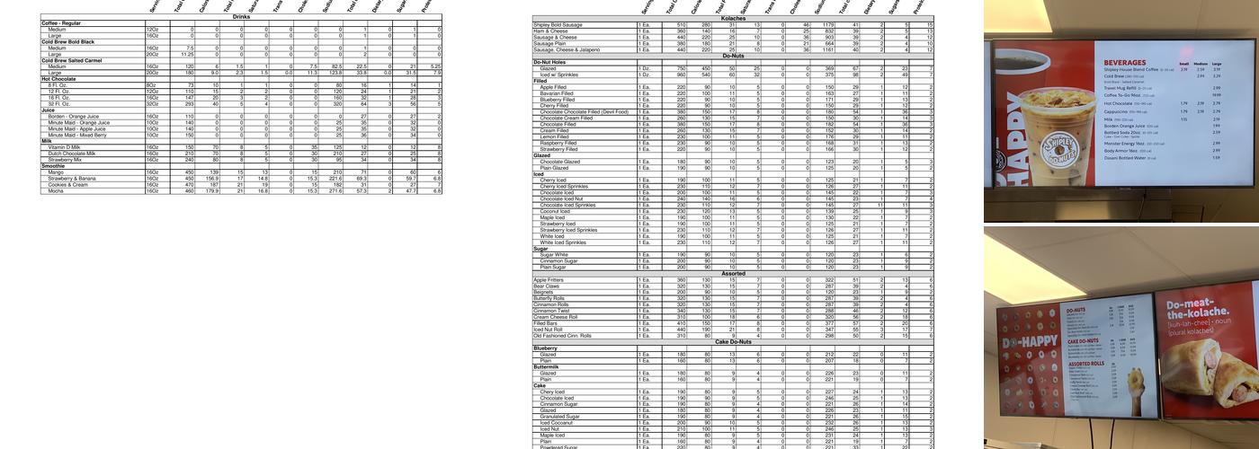 Shipley Do-Nuts Menu