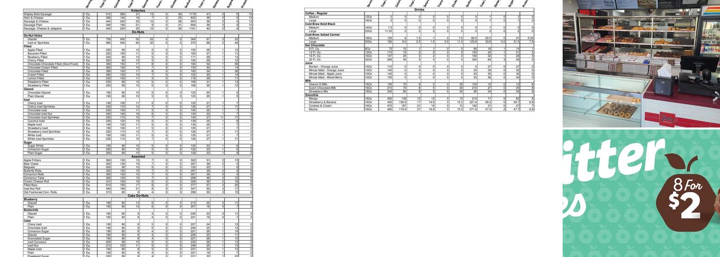 Shipley Do-Nuts Menu