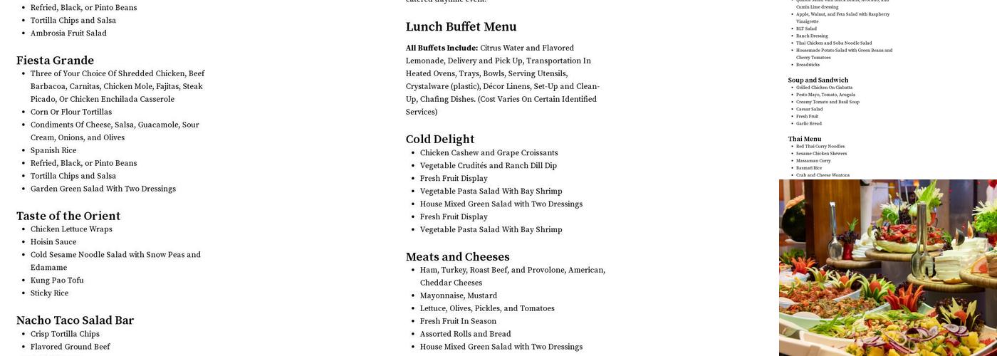 Brown Brothers Catering Menu