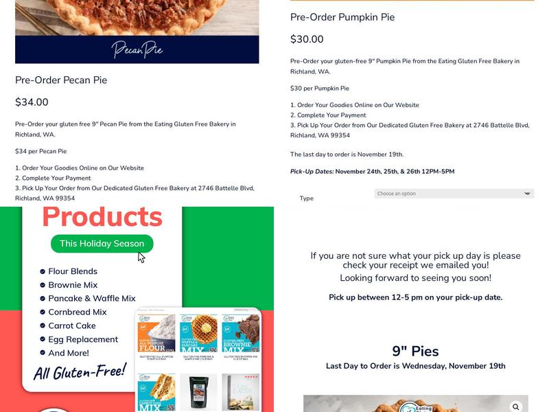 Eating Gluten Free Bakery & Market Menu