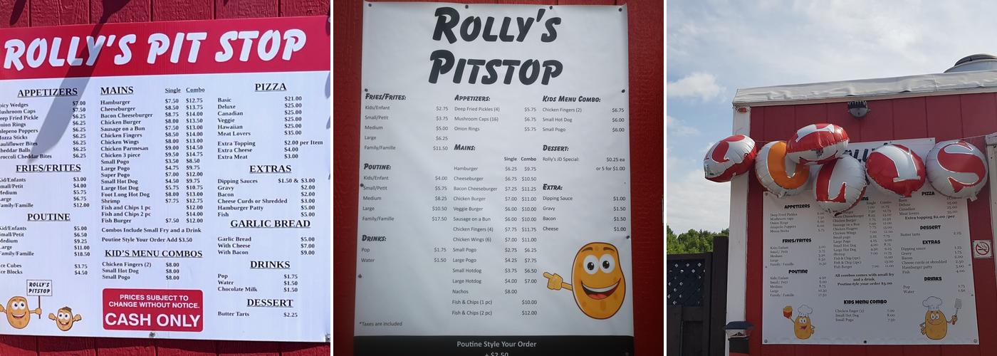 Rollys Pitstop Menu