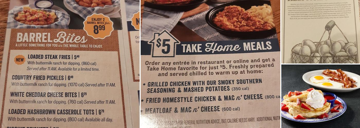 Cracker Barrel Old Country Store Menu