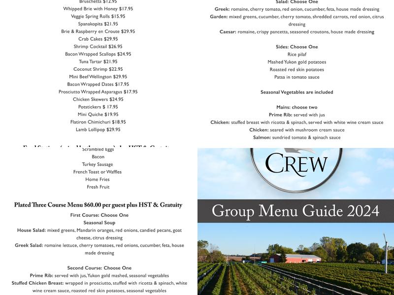 CREW - Colchester Ridge Estate Winery Menu
