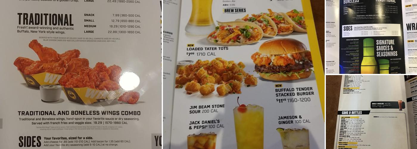 Buffalo Wild Wings Menu