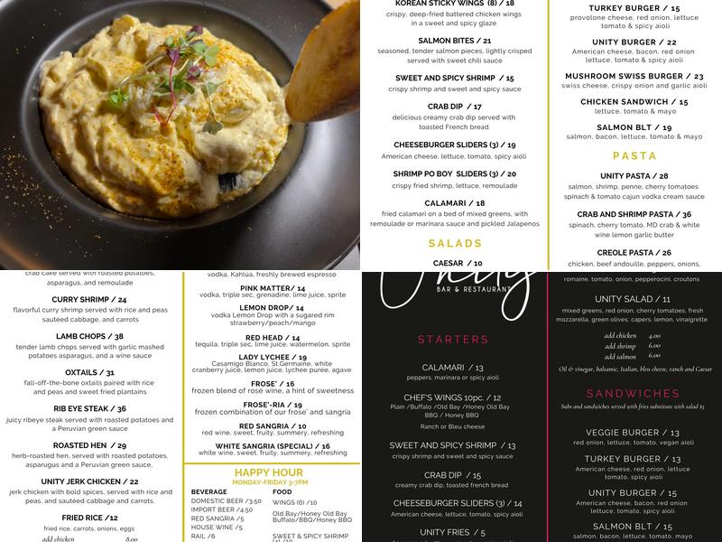 Unity Bar & Restaurant Menu