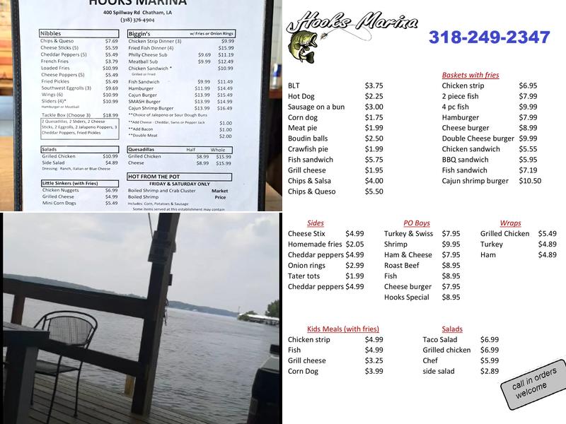 Hook's Marina Menu
