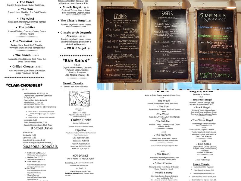 Ebb Tide Coffeehouse Menu