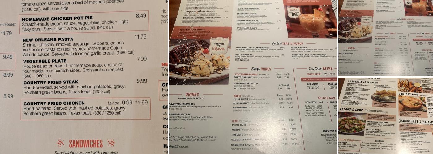 Cheddar's Scratch Kitchen Menu