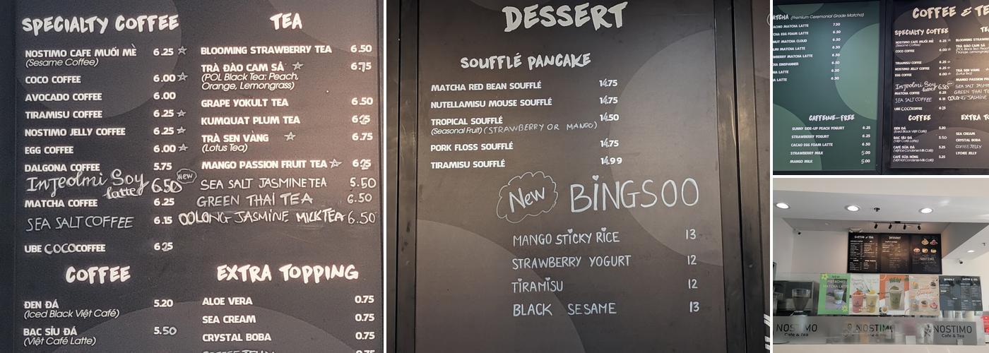 Nostimo Cafe & Tea Menu