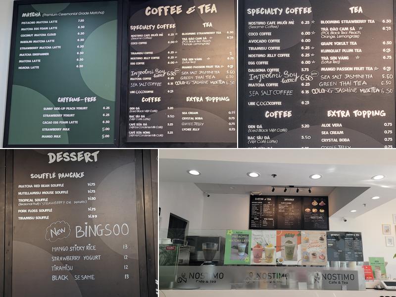 Nostimo Cafe & Tea Menu