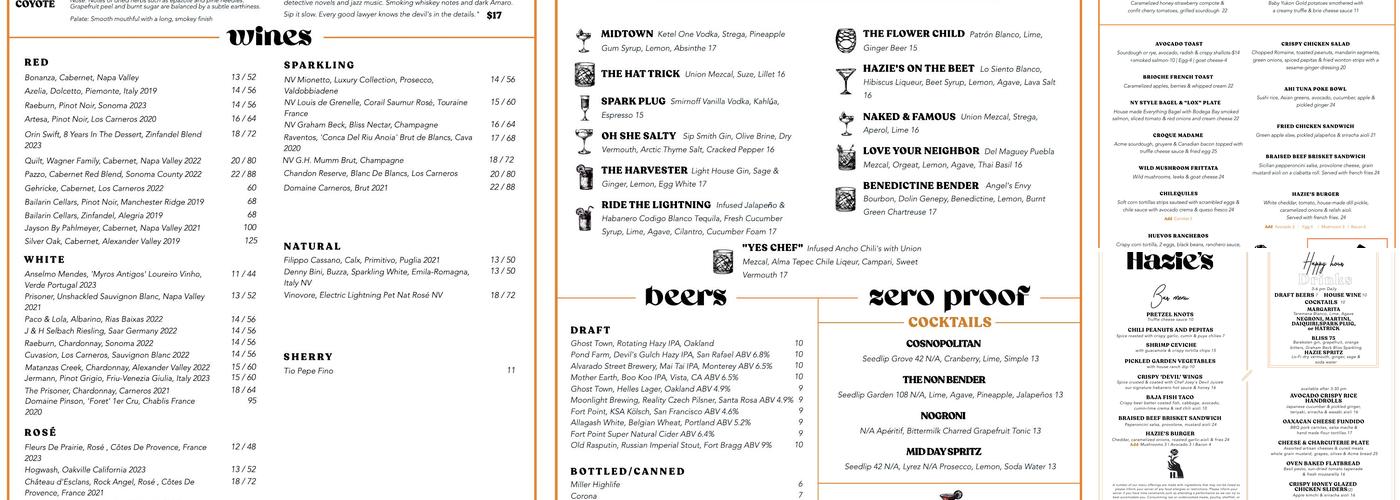 Hazie's Menu