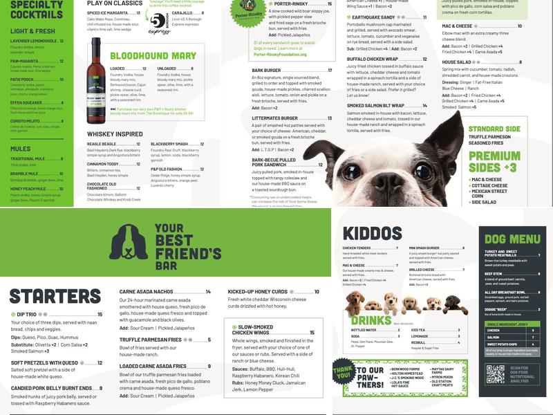 Paws & Pints Menu
