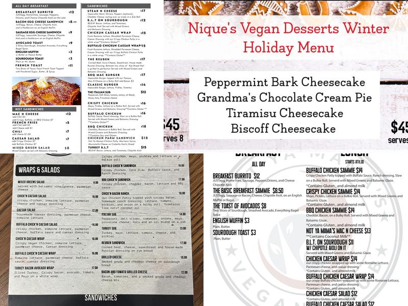 Not Ya Mama's Vegan Cafe Menu