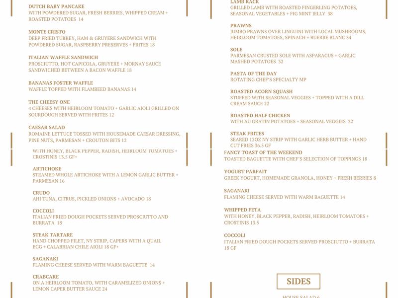 Central Bodega Menu