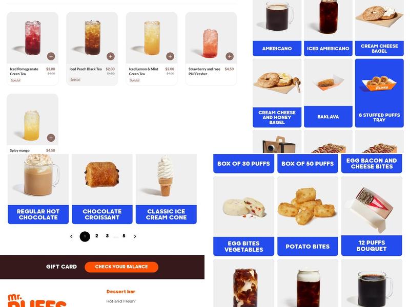 Mr. Puffs Menu