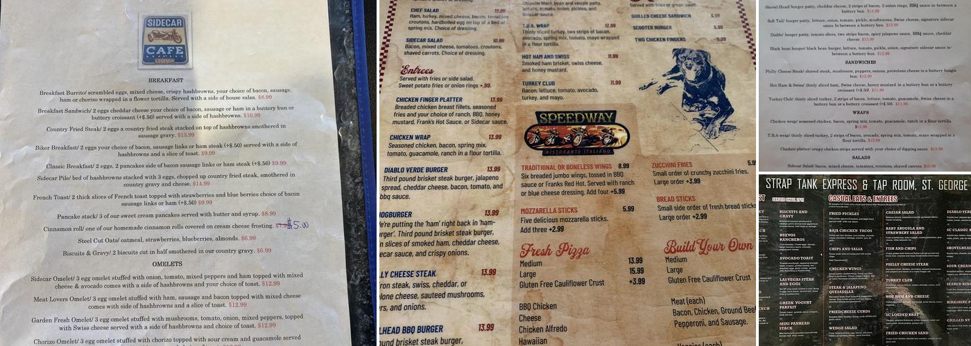 Sidecar Cafe Menu