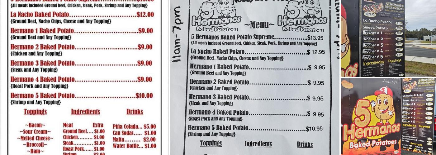 5 Hermanos Baked Potatoes Menu
