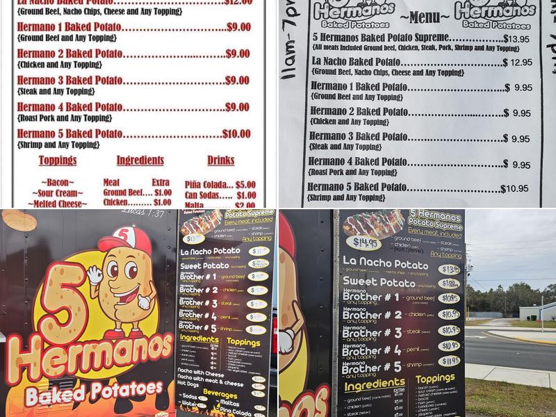 5 Hermanos Baked Potatoes Menu