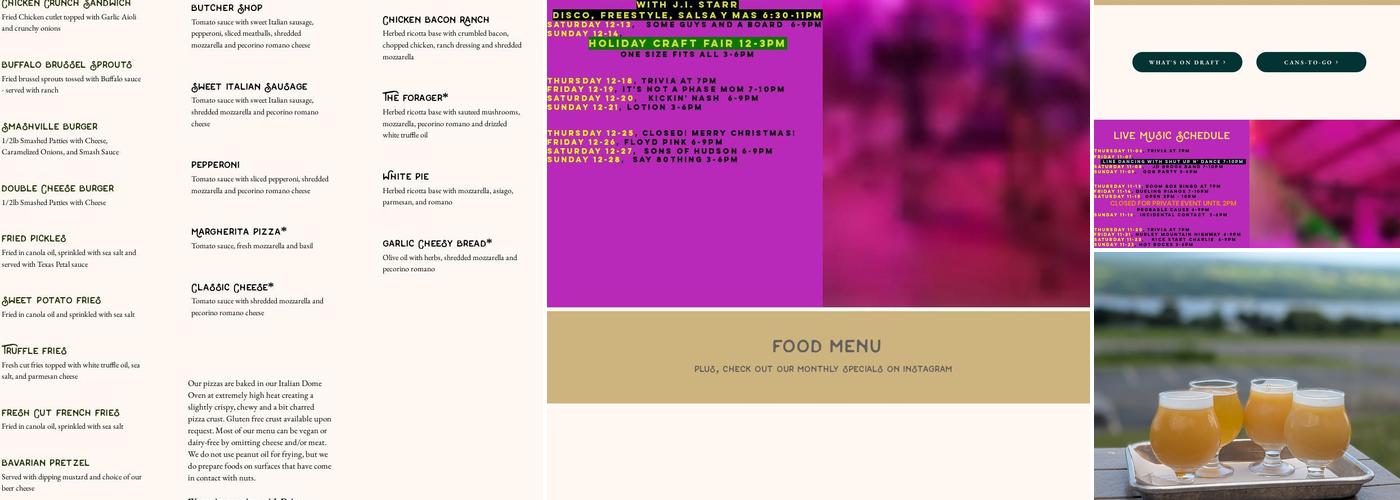 Tin Barn Brewing FLX Menu