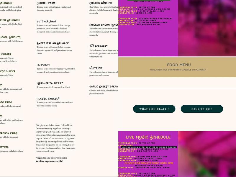 Tin Barn Brewing FLX Menu