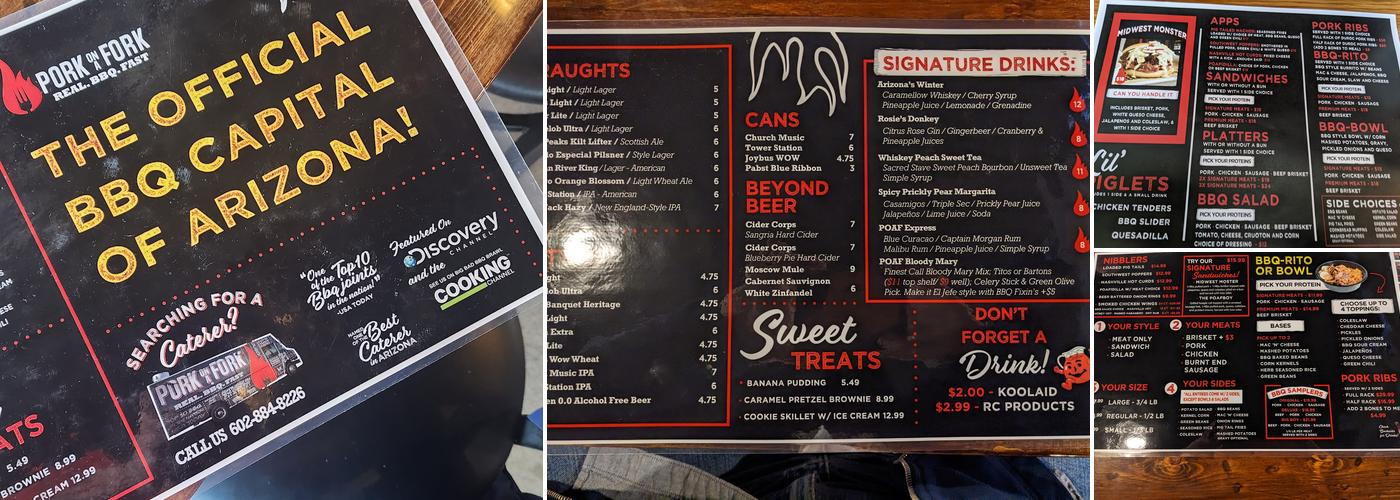 Pork on a Fork Menu