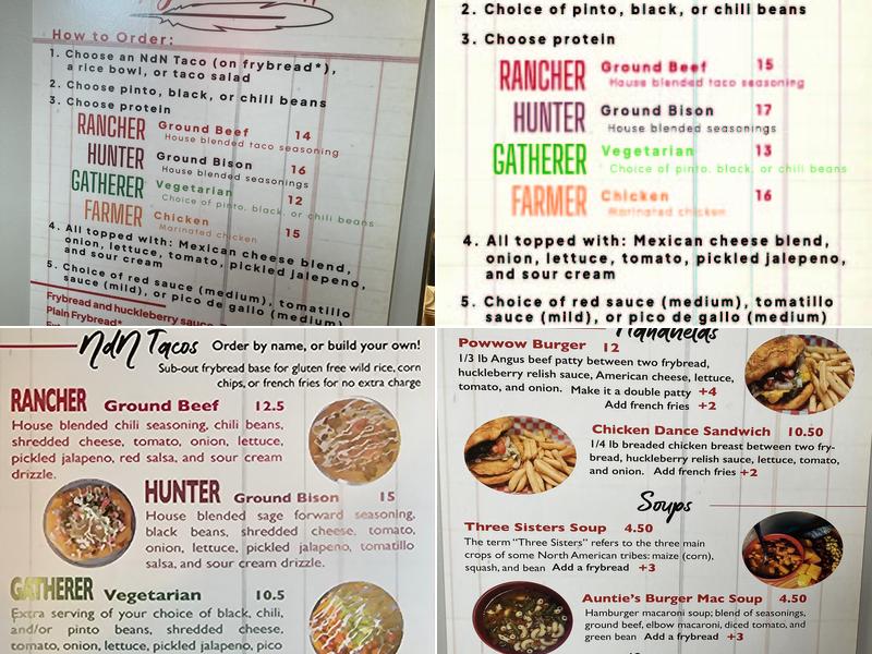 Indigenous Eats Menu