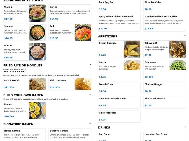 Waikiki Poke and Grill Menu