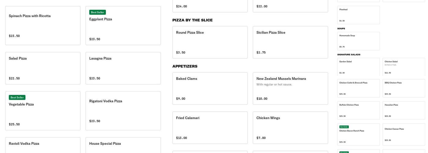 Rosa Pizza Menu