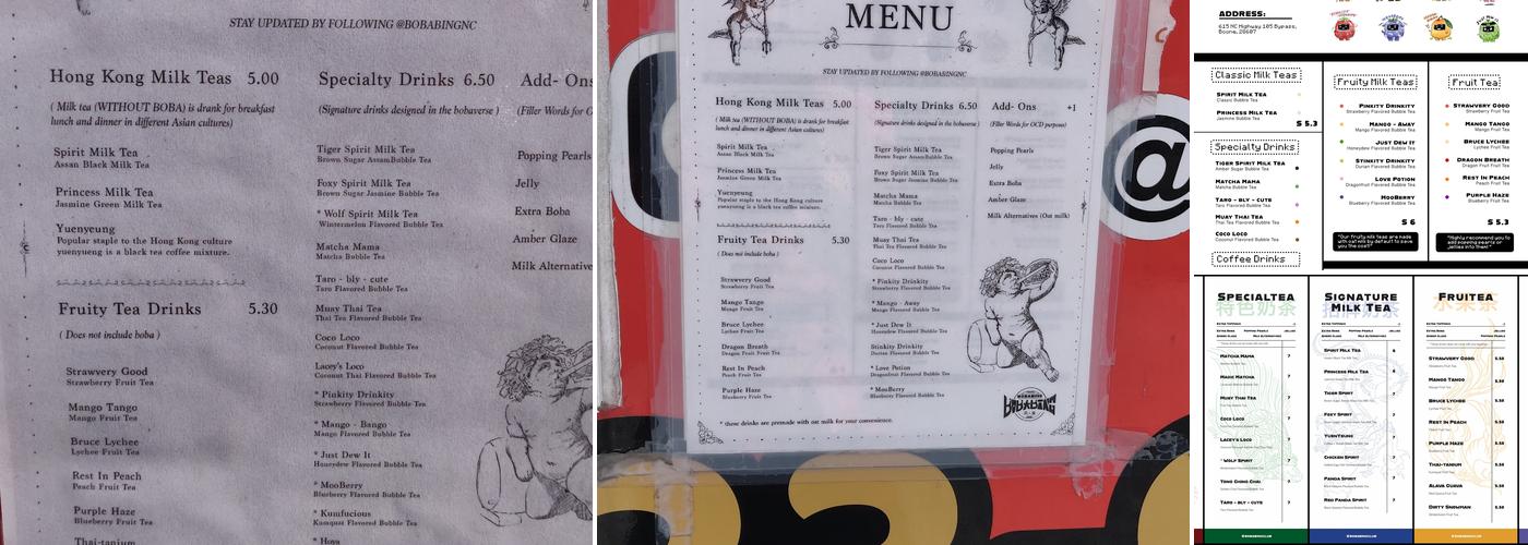 BobaBing Menu