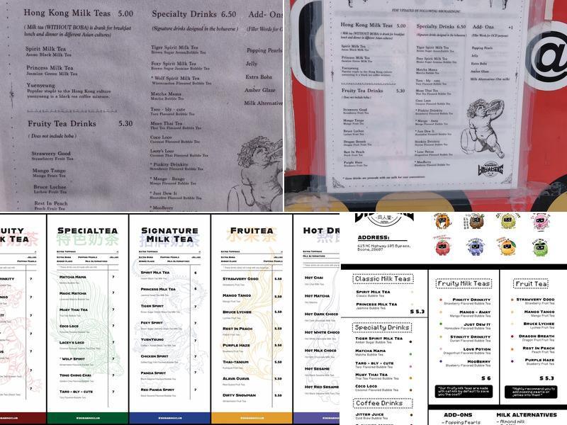 BobaBing Menu