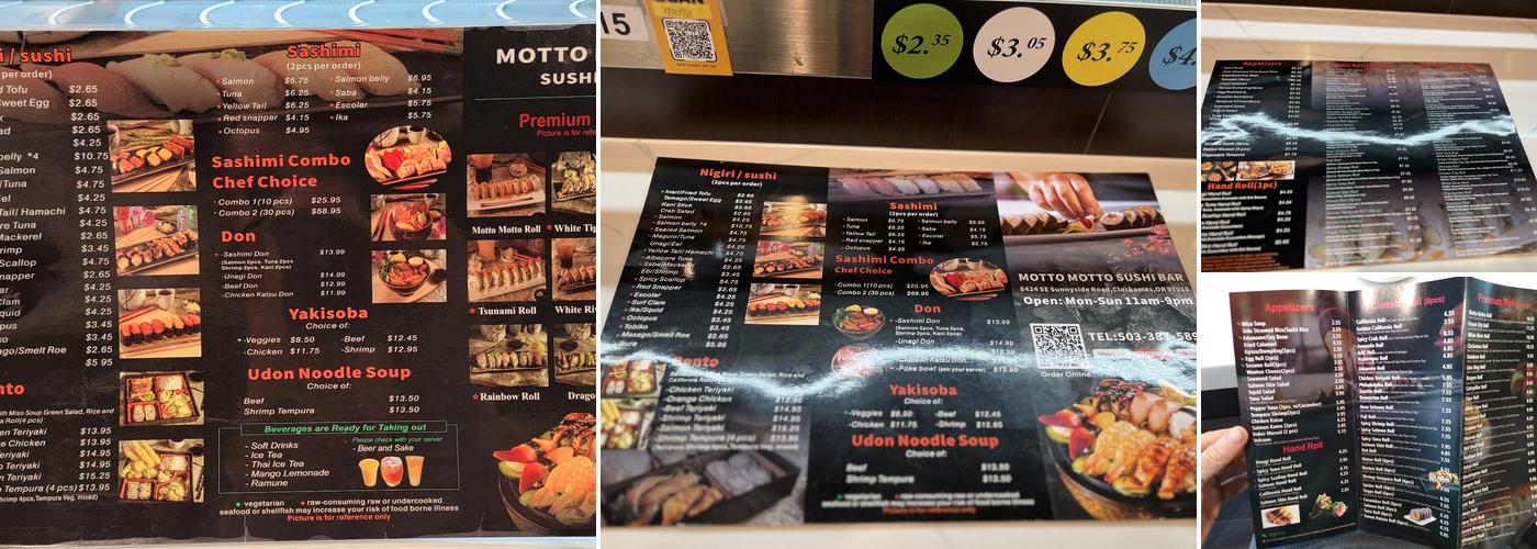 Motto Motto - Revolving Sushi Bar Menu