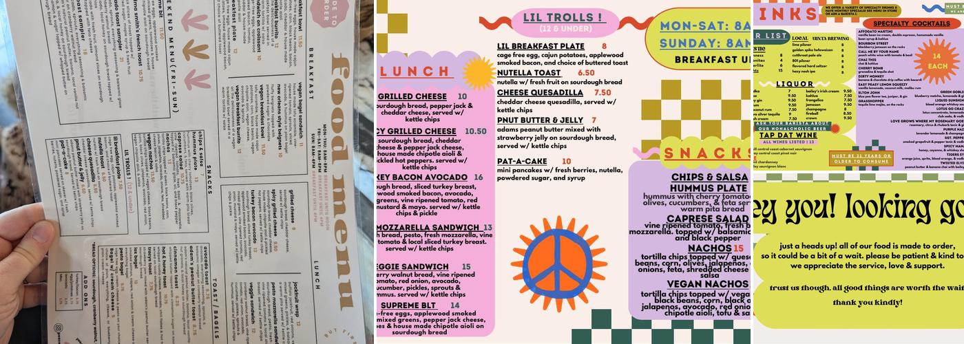 Peace on Earth Coffee Menu