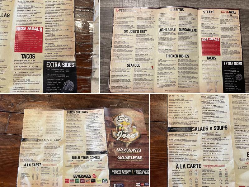 Sr Jose Mexican Restaurant Menu