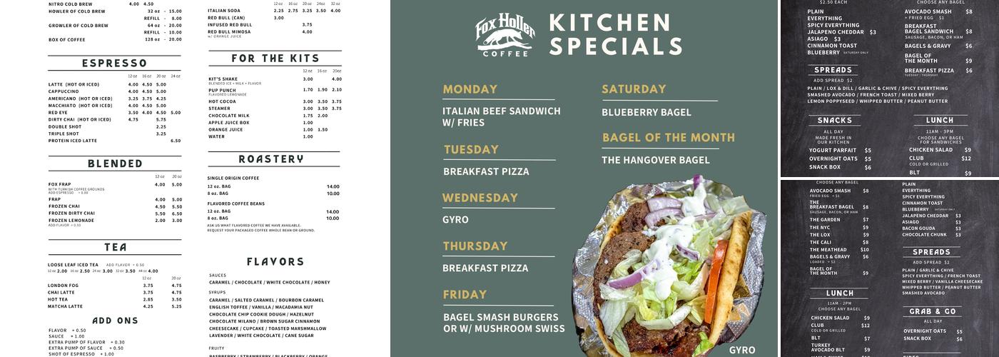 Fox Holler Coffee Menu