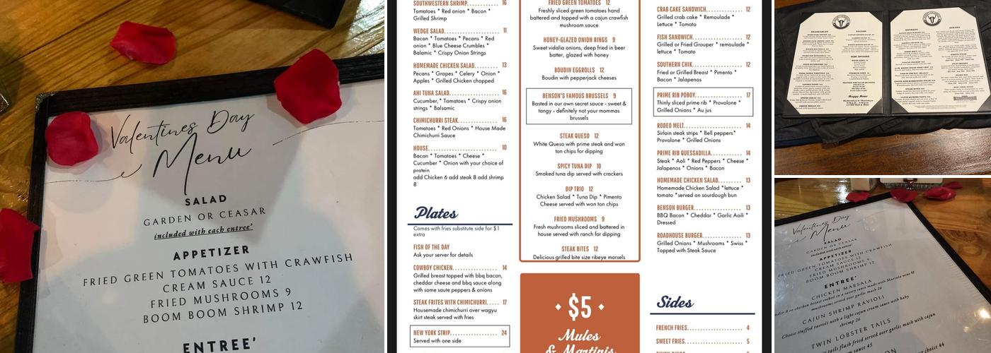 Benson’s Steakhouse Menu